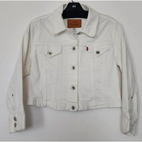 Levi's Girls - L - Trucker White Distressed Denim Jacket - Picture 2 of 9